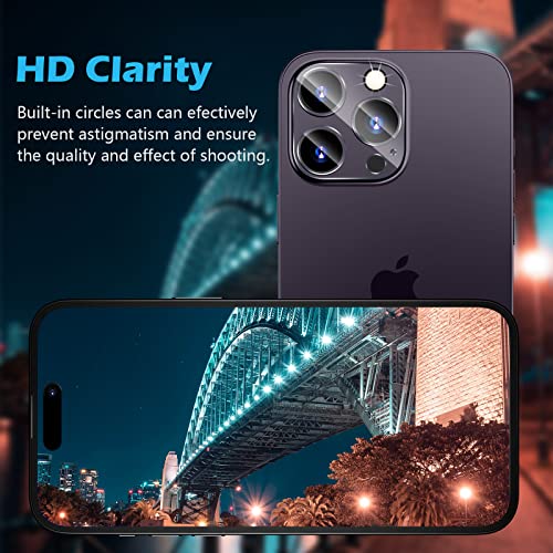 imluckies [3 Pack] Camera Lens Protector for iPhone 14 Pro 6.1" / iPhone 14 Pro Max 6.7", 9H Tempered Glass Film with Anti-Flash Ring, HD Clear, Scratch Resistant, Case Friendly, Easy Installation