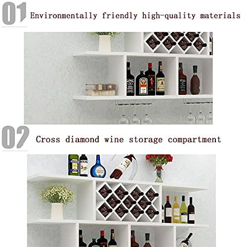 SENNIAN Loft Wooden Wine Racks European-Style Small Apartment Wall Wine Rack, Wall-Mounted Wine Cabinet, Creative Hanging Bookshelf/Storage Shelf for Dining Room and Living Room Home Decor