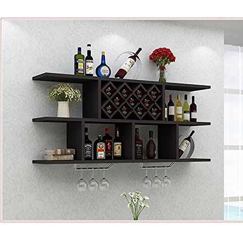 SENNIAN Loft Wooden Wine Racks European-Style Small Apartment Wall Wine Rack, Wall-Mounted Wine Cabinet, Creative Hanging Bookshelf/Storage Shelf for Dining Room and Living Room Home Decor