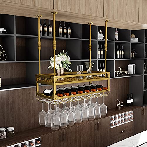 SENNIAN Ceiling Shelf, Hanging Wine Rack, Light Luxury Bar Hanger/Wine Rack/Shelf, Wine Glass Rack Hanging Upside Down Home Wine Glass Rack, Hanging Creative Wine Cabinet Home Decoration