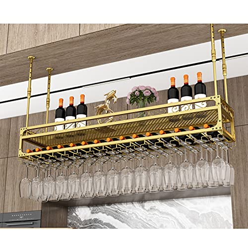 SENNIAN Ceiling Shelf, Hanging Wine Rack, Light Luxury Bar Hanger/Wine Rack/Shelf, Wine Glass Rack Hanging Upside Down Home Wine Glass Rack, Hanging Creative Wine Cabinet Home Decoration