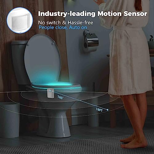 Aomofun Toilet Night Light[2 Pack] with Motion Sensor Activated LED, Rechargeable & 16 Color Changing Fun Inside Glow Bowl - Perfect Bathroom Gadget and Unique Stocking Stuffer for Dad, Men, Kids