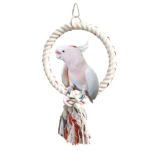 bird toys metal cotton rope swing bird toys circle ring parrot perch swings toys balanced ring shape parrot cage toys bird hanging swing ladder chewing toys(color randomly) (large)