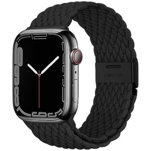 qimela compatible with apple watch band 49mm 45mm 44mm 42mm,stretchy sport solo loop strap with adjustable buckle,elastic nylon braided wristband for iwatch series 9 8 7 6 se 5 4 3 ultra 2 1,women men