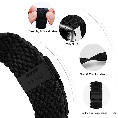 Qimela Compatible with Apple Watch Band 49mm 45mm 44mm 42mm,Stretchy Sport Solo Loop Strap with Adjustable Buckle,Elastic Nylon Braided Wristband for iWatch Series 9 8 7 6 SE 5 4 3 Ultra 2 1,Women Men