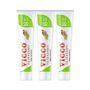 vicco vajradanti herbal toothpaste 18 ayurvedic herbs and barks with fennel flavour - pack of 3 (200g each) - specially packed and exported by behal international