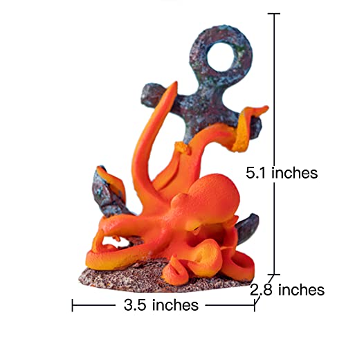 KOWVOWZ Octopus Sea Monster Fish Tank Decorations, Hand Painted Aquarium Decorations, Loved by Children, Underwater World Landscape Fish Tank Accessories, Orange (mirror series)