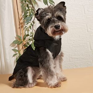 Waterproof Puppy Dog Raincoats with Hood for Small Medium Dogs, Dog Raincoat with Reflective and Leash Holes Winter Dog Vest Warm Raincoat Dog and Puppy Safety (M, Black)