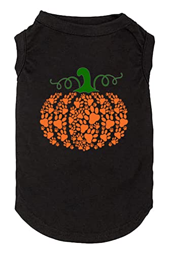 Halloween Dog Clothes Funy Pumpkin T-Shirt Cute Ghost Dog Bone Print Shirt Small Large Dog Vest Puppy Fall Gift (X-Small, Black-1)