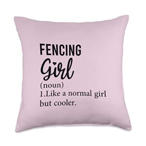 fencing girl definition funny, cool fencing lover throw pillow, 18x18, multicolor