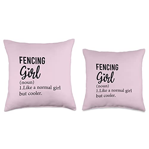 Fencing Girl Definition Funny, Cool Fencing Lover Throw Pillow, 18x18, Multicolor