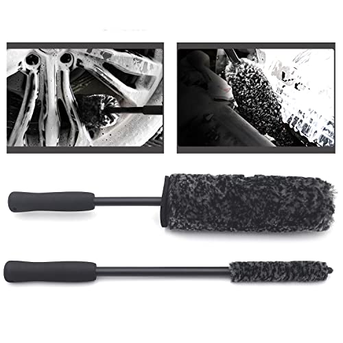 HTTMT- Car Care Tools & Equipment Black Brush Car Wheel Wash Tire Soft Bristle Tyre Rim Detail Cleaning Tool Set