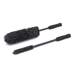 HTTMT- Car Care Tools & Equipment Black Brush Car Wheel Wash Tire Soft Bristle Tyre Rim Detail Cleaning Tool Set