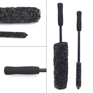 HTTMT- Car Care Tools & Equipment Black Brush Car Wheel Wash Tire Soft Bristle Tyre Rim Detail Cleaning Tool Set