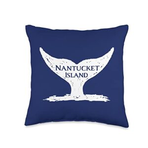 nantucket ma outdoor trip whale apparel & decor nantucket island massachusetts whale tail design souvenir throw pillow, 16x16, multicolor