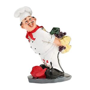 magideal resin chef wine bottle holder figurine display stand decorative centerpiece statue for kitchen, wine cellar, countertop, style d