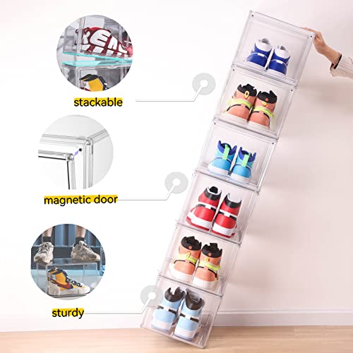 Attelite 3 Pack X-Large+6 Pack Large Side Open Clear Plastic Shoe Storage Box, Stackable Shoe Containers Display Sneakers