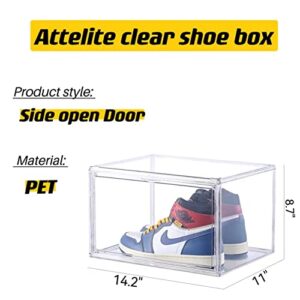 Attelite 3 Pack X-Large+6 Pack Large Side Open Clear Plastic Shoe Storage Box, Stackable Shoe Containers Display Sneakers