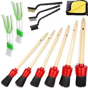 car wash cleaning tools kit auto detailing brush set pro car cleaning supplies for cleaning wheels interior exterior, including 6pcs detail brush 3pcs wire brush 2pcs air conditioner brush & 1pc towel