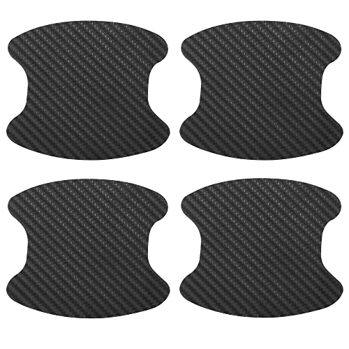 X AUTOHAUX 4pcs Carbon Fiber Pattern Car Door Handle Bowl Paint Cover Guard Sticker Protector Anti Scratch Protective Film Universal Fit Black