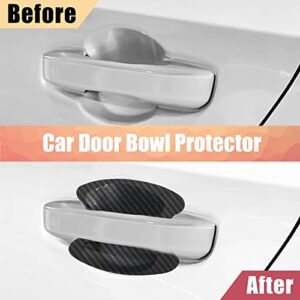 X AUTOHAUX 4pcs Carbon Fiber Pattern Car Door Handle Bowl Paint Cover Guard Sticker Protector Anti Scratch Protective Film Universal Fit Black