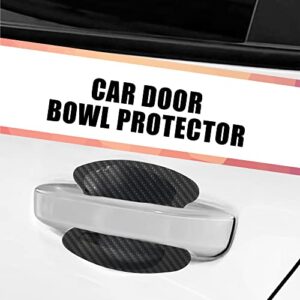 X AUTOHAUX 4pcs Carbon Fiber Pattern Car Door Handle Bowl Paint Cover Guard Sticker Protector Anti Scratch Protective Film Universal Fit Black