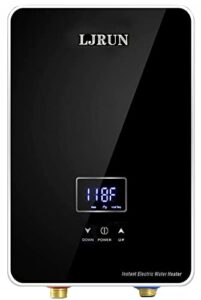 ljrun instant electric water heater 240v, 6kw tankless water heater for kitchen bathroom with self modulating technology. (black)