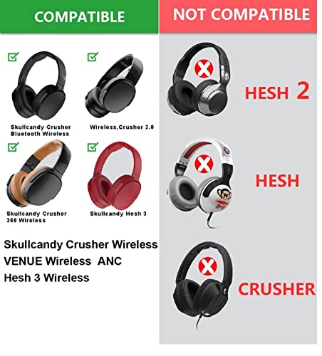 VEKEFF Replacement Ear Pads for Skullcandy Crusher Wireless Crusher Evo Crusher ANC Hesh 3 Headphones, Ear Cups Repair Parts (Green)