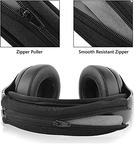 VEKEFF Headband Pad Set Headband Protector with Zipper Compatible with Skullcandy Bose B JBL ATH Hyperx Headphones (Fabric Black)