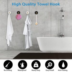 LAOKETON 4 Pack Bath Towel Hook, Heavy Duty Wall Robe Hooks,SUS 304 Stainless Steel Towel Hooks for Hanging Robe, Coat, Hats, Kitchen Utensil, Wall Mounted. (Matte Black)