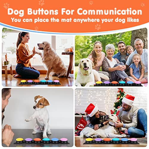 DCIAER Dog Buttons for Communication,Talking Buttons for Dogs,6 Recordable Sound Buttons + 24 Scene Patterns + 1 Dog Button Mat+ 12 AAA Batteries，30 Seconds Dog Buttons for Pet Sound Training Toy