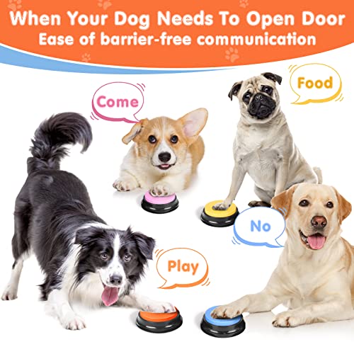 DCIAER Dog Buttons for Communication,Talking Buttons for Dogs,6 Recordable Sound Buttons + 24 Scene Patterns + 1 Dog Button Mat+ 12 AAA Batteries，30 Seconds Dog Buttons for Pet Sound Training Toy