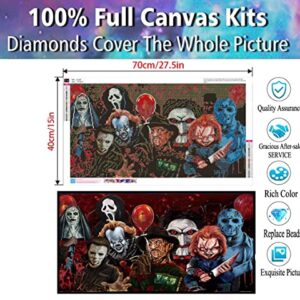 KYOQFVN Halloween Diamond Painting Kits for Adults,5D Full Round Diamond Halloween Clown Diamond Art Kit, Large Dots Diamond Painting for Beginners, DIY Beads for Home Wall Decor, 27.5" x 15"