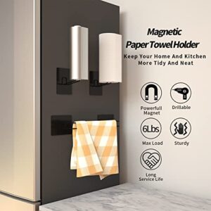 YJSMO Magnetic Paper Towel Holder for Refrigerator,Towel Rack Wall Mount Magnetic Towel Bar Multi Function Made of Iron,Used for Kitchen (Black)