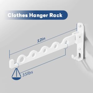 Wall Mounted Hanger Drying Rack,Small Cloth Drying Rack Clothing,Aluminum Laundry Clothes Drying Rack Wall Mount Folding Retractable Laundry Racks for Drying Clothes,Clothing,Wall Clothes Rail, White