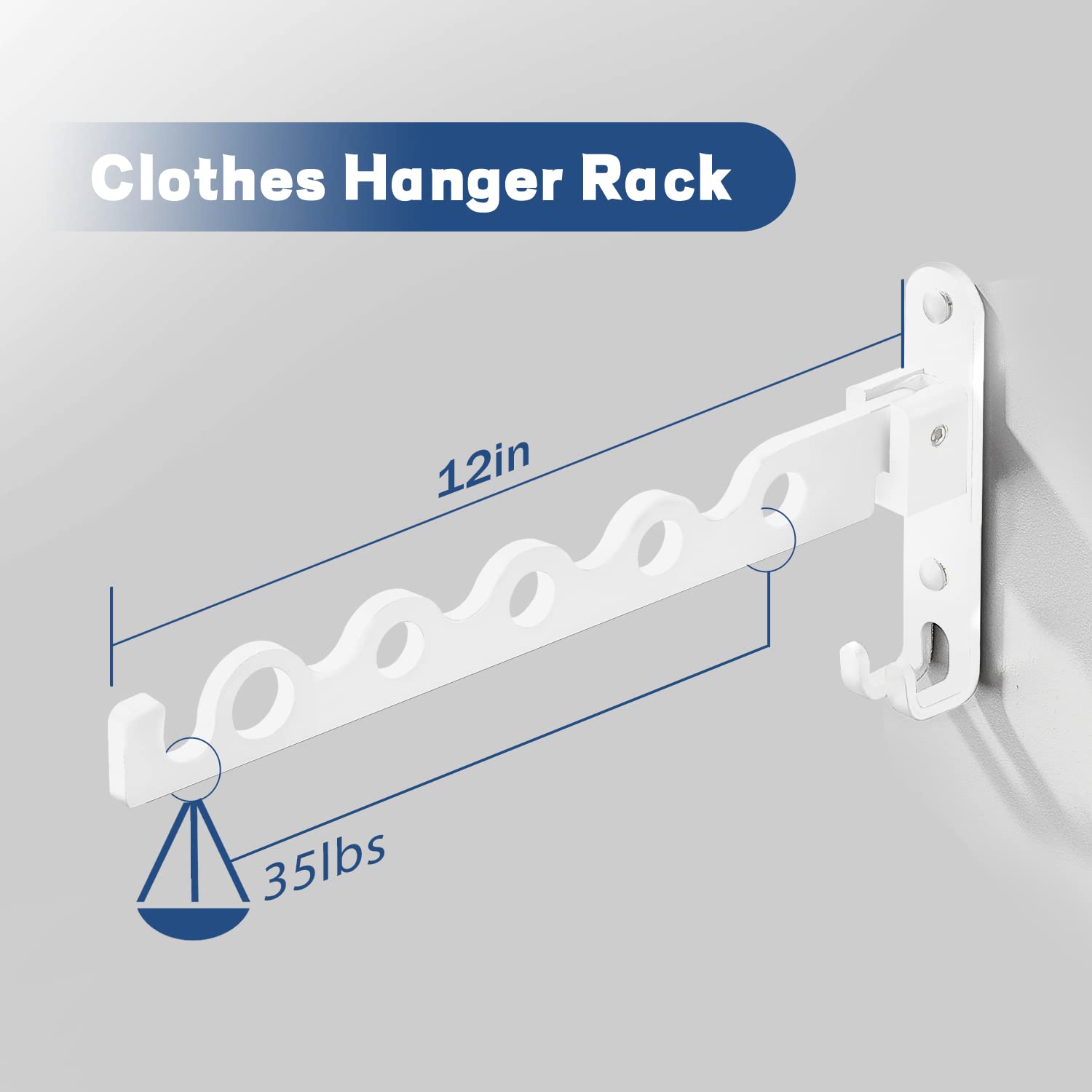 Wall Mounted Hanger Drying Rack,Small Cloth Drying Rack Clothing,Aluminum Laundry Clothes Drying Rack Wall Mount Folding Retractable Laundry Racks for Drying Clothes,Clothing,Wall Clothes Rail, White