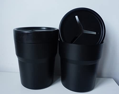 2 Pas Car Trash Can with Lid,Mini Car Trash Bin,Mini Auto Garbage Can Multipurpose Trash Can for Car, Home, Office, Kitchen, Bedroom, Black