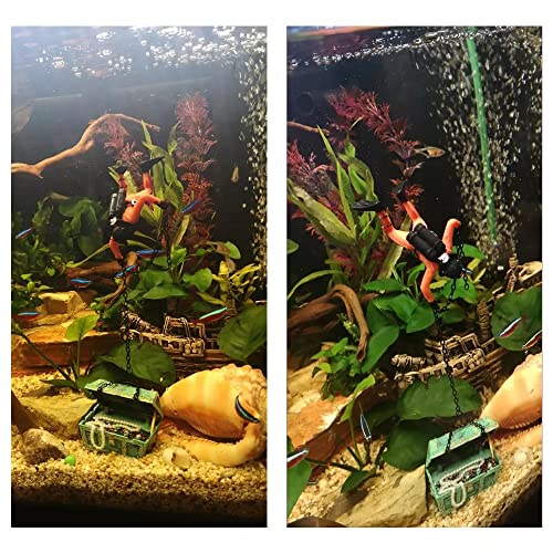 1Pc Treasure Chest Diver Orange Fish Tank Decorations Action Figure Treasure Hunter Aquarium Fish Tank Ornament Decoration Accessories Fake Water Grass by BonitaTShop