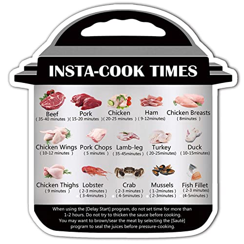 Magnetic Cheat Sheet for Instant Pot Decals Instapot Colored Textual Description and Food Images Cooking Times, 3 Pieces