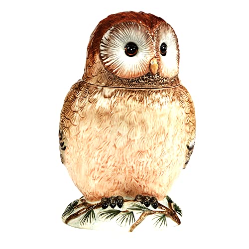 Certified International Winter's Walk 3-D Owl Cookie Jar, 88 oz, Multicolor