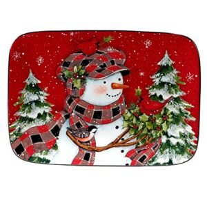 certified international christmas lodge snowman rectangular platter, 14" x 10", multicolor