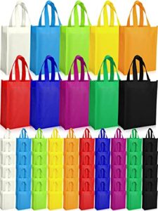 80 pcs reusable gift bags non woven tote bags multi color grocery bags large reusable bags fabric reusable shopping bags foldable non woven bags with handles for party holiday, 14 x 10 x 4 inches