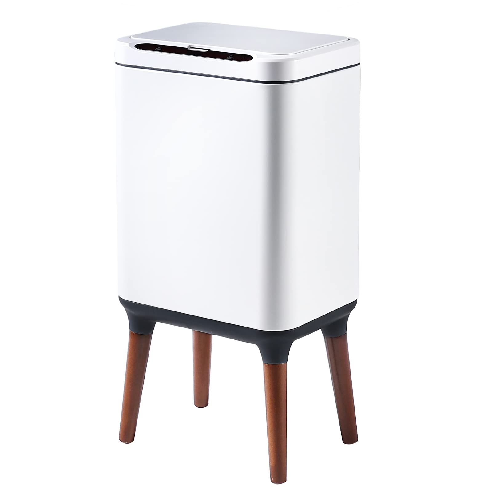 ELPHECO Stainless Steel Trash Can with Lid 2.5 Gallon Motion Sensor Trash Can with Wooden Legs, 9.5 Liter Automatic Metal Garbage Can for Office, Dog Proof Trash Bin for Bathroom, Bedroom