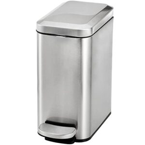 hiceeden 1.3 gallon slim step trash can with lid, 5 liter stainless steel rectangle garbage bin with portable inner bucket for kitchen, bathroom, bedroom, living room, dining room, office