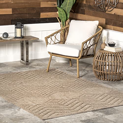 nuLOOM Peri Geometric Tetris Indoor/Outdoor Area Rug, 8x10, Beige