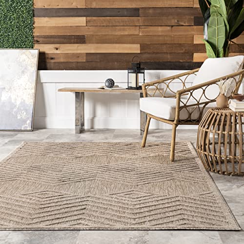 nuLOOM Peri Geometric Tetris Indoor/Outdoor Area Rug, 8x10, Beige