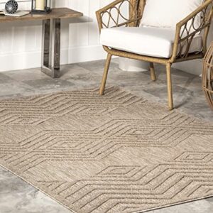 nuLOOM Peri Geometric Tetris Indoor/Outdoor Area Rug, 8x10, Beige