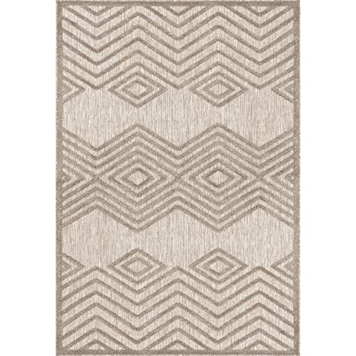 nuLOOM Peri Geometric Tetris Indoor/Outdoor Area Rug, 8x10, Beige