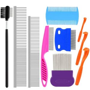 dog combs for grooming, fine tooth dog eye comb, tear stain remover comb for small dogs cats poodle(10 pack)
