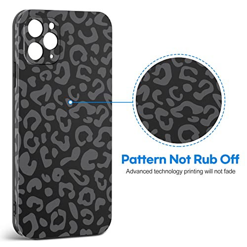 Hython Case for iPhone 11 Pro Max Case Leopard, Matte Black Cheetah Print Pattern Design [Not Rub Off], Cute Aesthetic Slim Soft Flexible TPU Shockproof Protective Phone Case Cover for Women Men